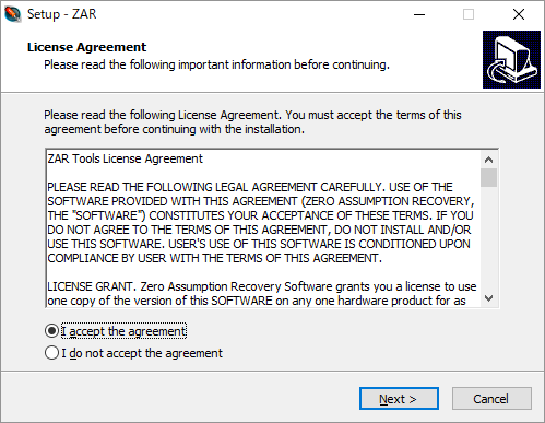インストール - License Agreement