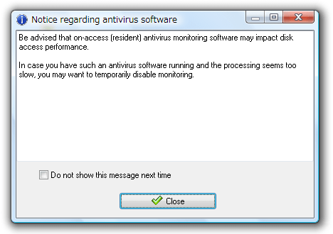 起動時の注意画面 起動時の注意画面