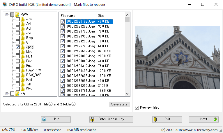 Image Recovery - 画像ファイルのプレビュー表示 Image Recovery - 画像ファイルのプレビュー表示