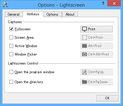 Options（オプション）- Hotkeys（ホットキー）