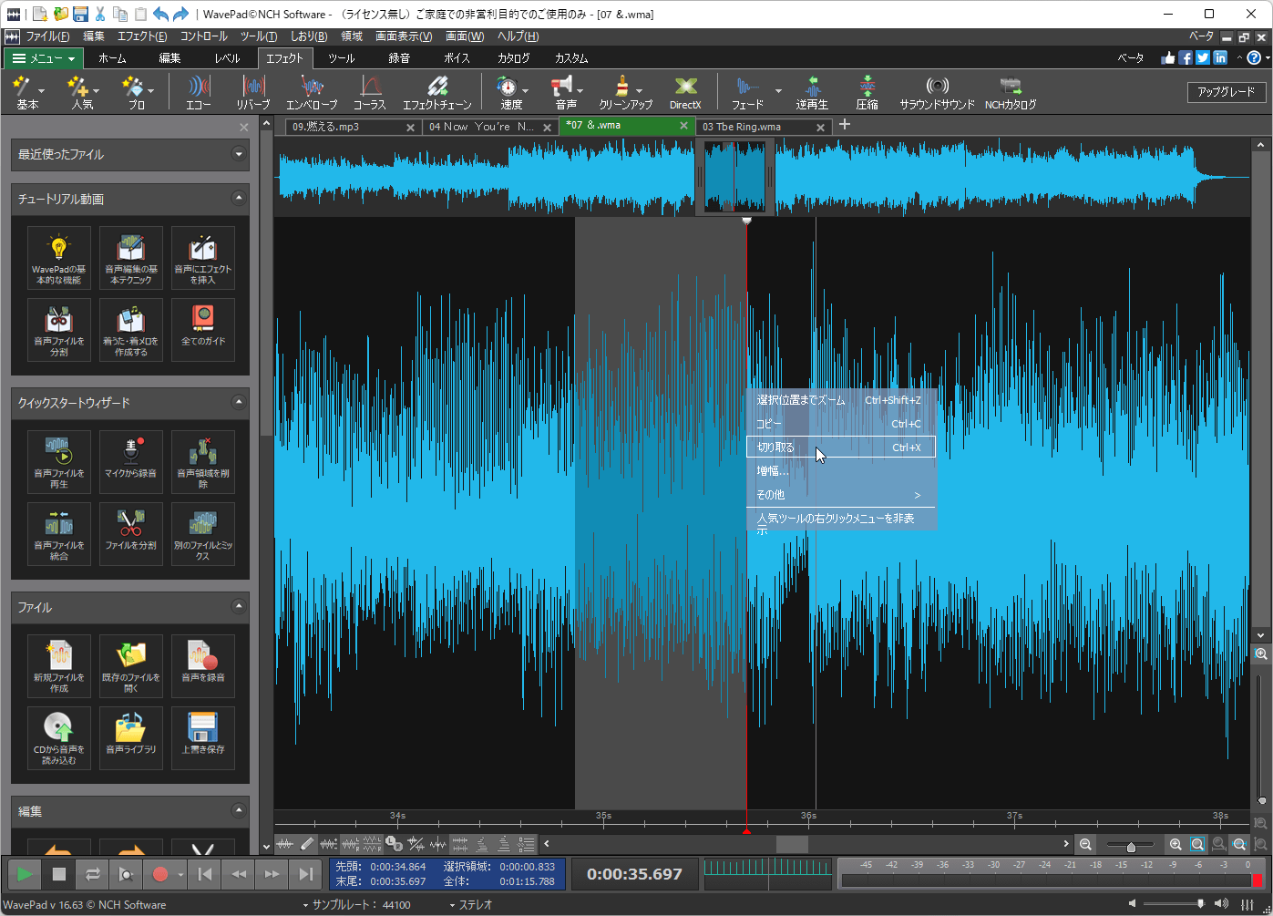 Wavepadの評価 使い方 フリーソフト100