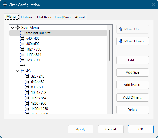 Sizer Configuration（Sizer 構成）