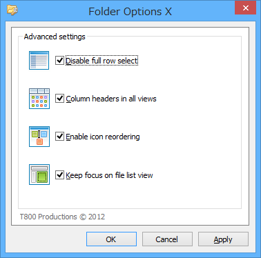 Folder Options X - 高度な設定