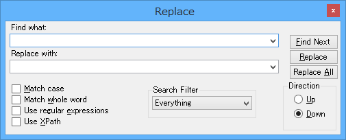 「Edit」⇒「Replace」