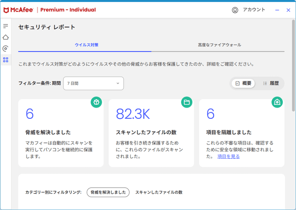 セキュリティ レポート - ウイルス対策
