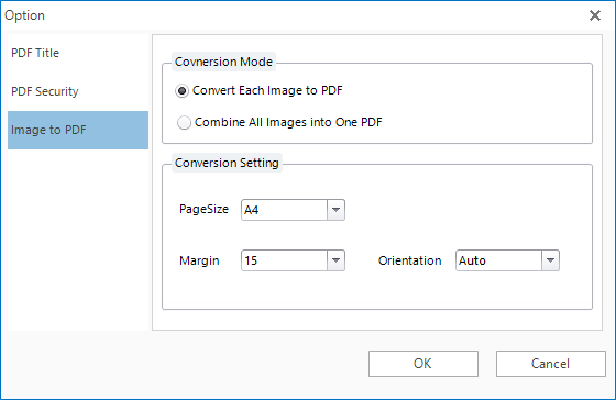 オプション - Image to PDF