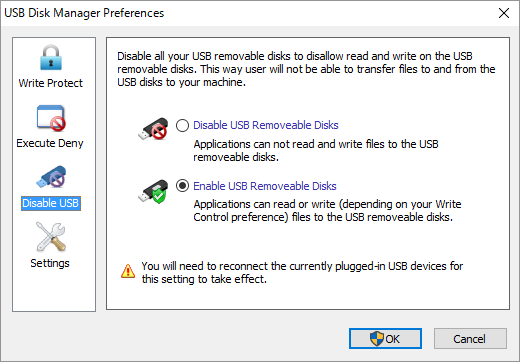 Disable USB（USBを無効にする）