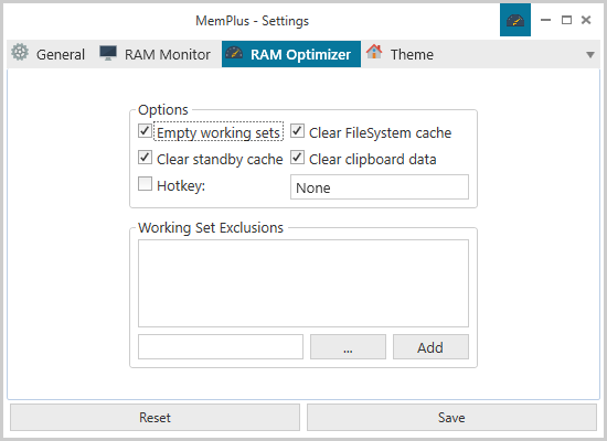 Settings - RAM Optimizer