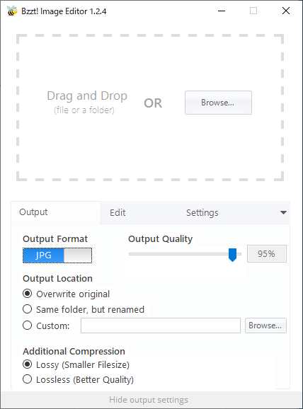 出力設定の表示 - 「Output」タブ