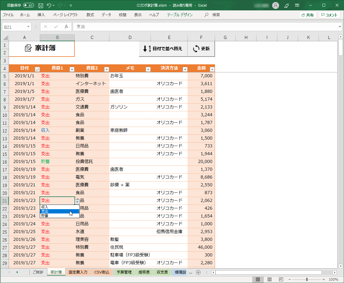 家計簿 エクセル テンプレート 19 無料 Htfyl