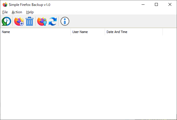 Simple Firefox Backup - メイン画面