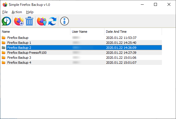 Simple Firefox Backup のスクリーンショット