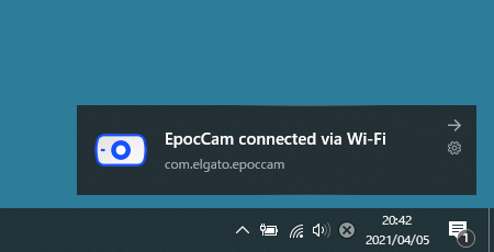 Wi-Fi で PC と接続完了