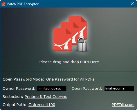 Batch PDF Encryptor のスクリーンショット