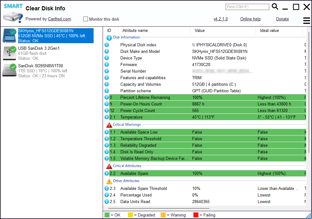 Clear Disk Info のスクリーンショット