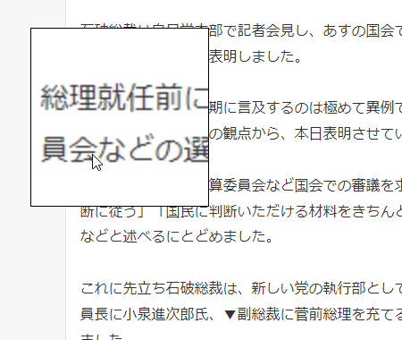 カクダイン - ルーペウィンドウの表示