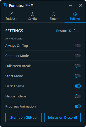 設定画面 - Dark Theme（ダークテーマ）を有効に