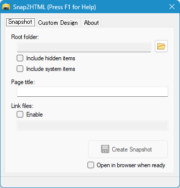 Snap2HTML - メイン画面