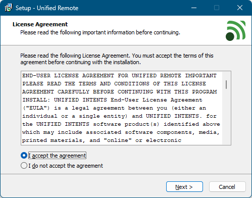 インストール - License Agreement