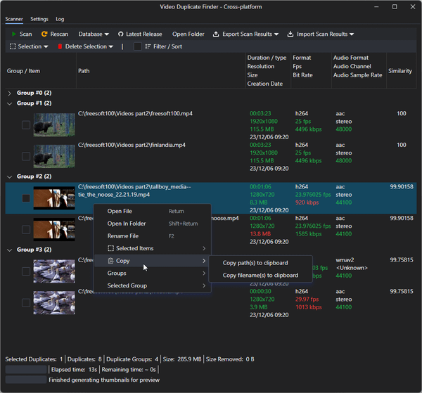 Video Duplicate Finder のスクリーンショット